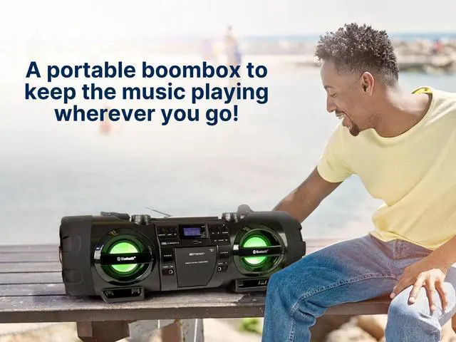 Alt view image 4 of 7 - EPB-3001 Portable Bluetooth CD Player Boombox Stereo System with AM/FM Radio, MP3, USB, AUX, & Headphone Jack | Compact for Home or On-the-Go Entertainment