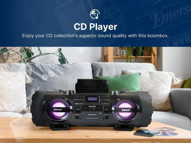 Alt view image 5 of 7 - EPB-3001 Portable Bluetooth CD Player Boombox Stereo System with AM/FM Radio, MP3, USB, AUX, & Headphone Jack | Compact for Home or On-the-Go Entertainment