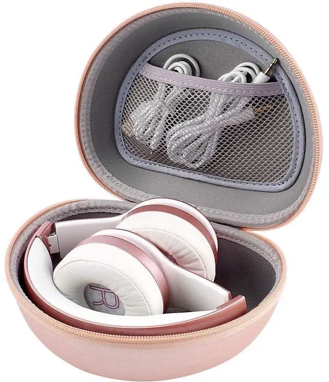 Main image of Hard Headphone Case for Beats Solo 4 3 2 & Studio Pro | Extra-Large Protective Shell for Foldable On-Ear Headsets, Storage for Students, Commuters, Home and Travel - Rose Gold
