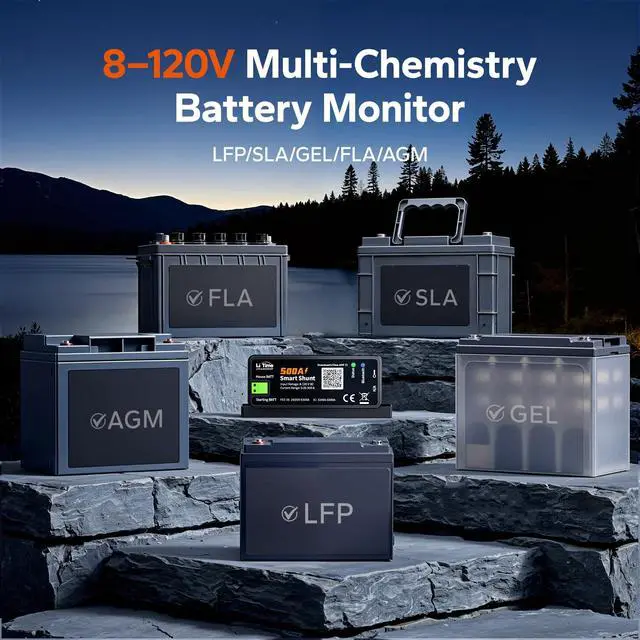 Alt view image 4 of 7 - 500A Bluetooth Battery Shunt, Compatible with 8V120V Lead Acid, LFP, Lithium, AGM Batteries, SOC, Alarm Alerts, History Records, App Monitoring, Ideal for RV/Marine/Off-Grid