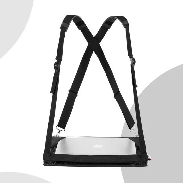 Alt view image 4 of 7 - Laptop Harness - Wearable Laptop Stand for Up to 17" Laptops, Tablets & E-Readers - Adjustable Straps, Includes Memory Foam Mouse Pad