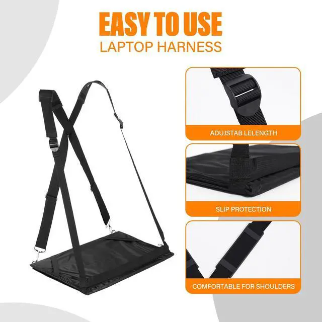 Alt view image 7 of 7 - Laptop Harness - Wearable Laptop Stand for Up to 17" Laptops, Tablets & E-Readers - Adjustable Straps, Includes Memory Foam Mouse Pad
