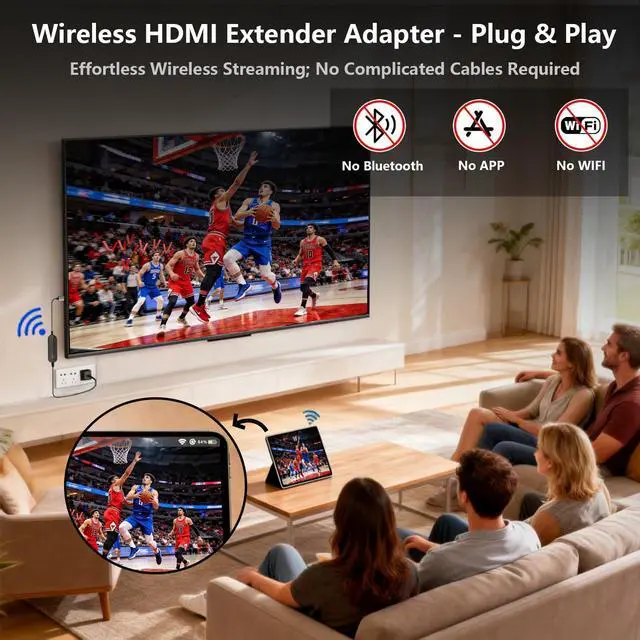 Alt view image 2 of 7 - iShare iOS Wireless HDMI Adapter for iPhone iPad, 5GHz 1080P Screen Mirroring to TV Monitor Projector, Plug & Play No App, Stream YouTube TikTok to TV, Laptop Duplicate/Extend Mode
