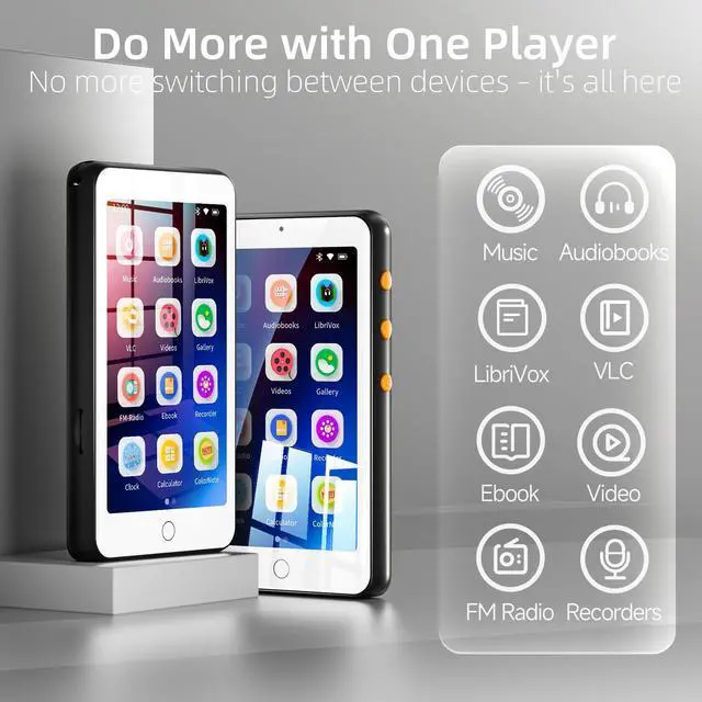 Alt view image 3 of 7 - Audiobook Player No Ads No Distractions, Bluetooth and WiFi, Loud Speaker, 4'' Screen Portable Audio Book Player for Kids, Built-in Ebook and Audiobook Apps, 35H Battery, Up to 1TB