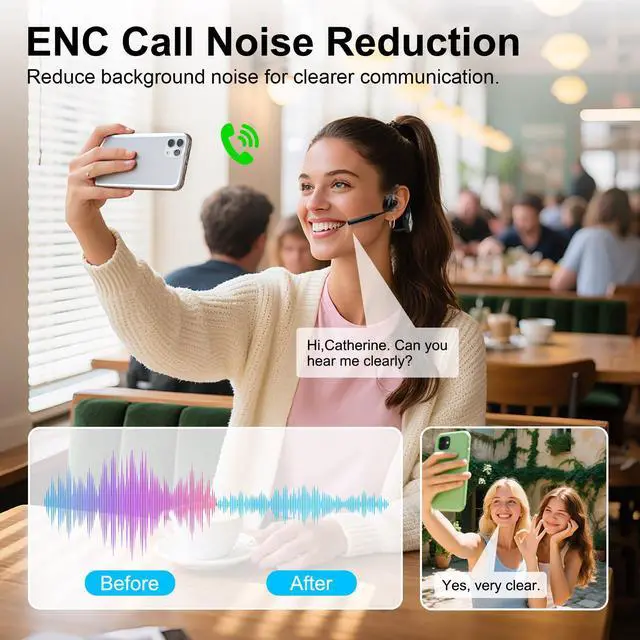 Alt view image 3 of 7 - Open-Ear Headphones with Mic, Bluetooth Headphones,Truck Driver Headset | Wireless Bluetooth Headset with Noise Canceling Mic & Mute Button for Work Calls Sports, Drive and Meetings