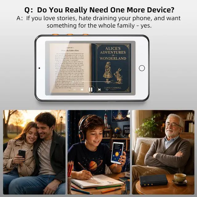 Alt view image 6 of 7 - Audiobook Player No Ads No Distractions, Bluetooth and WiFi, Loud Speaker, 4'' Screen Portable Audio Book Player for Kids, Built-in Ebook and Audiobook Apps, 35H Battery, Up to 1TB