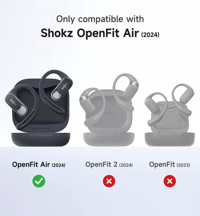 Alt view image 2 of 6 - for SHOKZ OpenFit Air Case Cover, Magnetic Locking Cases for SHOKZ OpenFit Air Open-Ear Headphones, Protective Bumper Cover with Carabiner & Keyring for OpenFit Air Earbuds (2024), Black