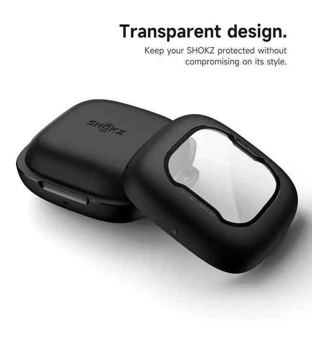 Alt view image 6 of 6 - for SHOKZ OpenFit Air Case Cover, Magnetic Locking Cases for SHOKZ OpenFit Air Open-Ear Headphones, Protective Bumper Cover with Carabiner & Keyring for OpenFit Air Earbuds (2024), Black