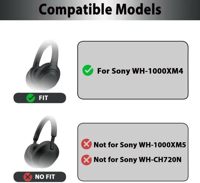Alt view image 2 of 7 - XM4 Replacement Ear Pads for Sony WH-1000XM4 Headphones - Black | Soft Protein Leather & High-Density Memory Foam Earpads for Sony WH1000XM4, Without Affecting Sensor
