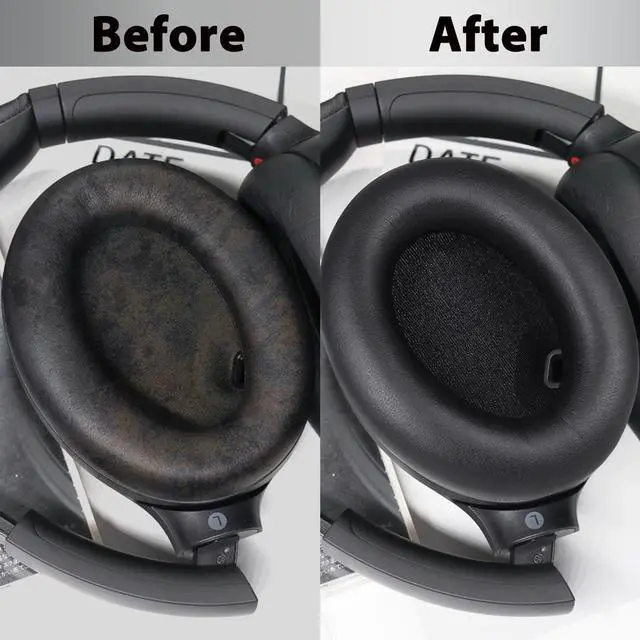 Alt view image 4 of 7 - XM4 Replacement Ear Pads for Sony WH-1000XM4 Headphones - Black | Soft Protein Leather & High-Density Memory Foam Earpads for Sony WH1000XM4, Without Affecting Sensor