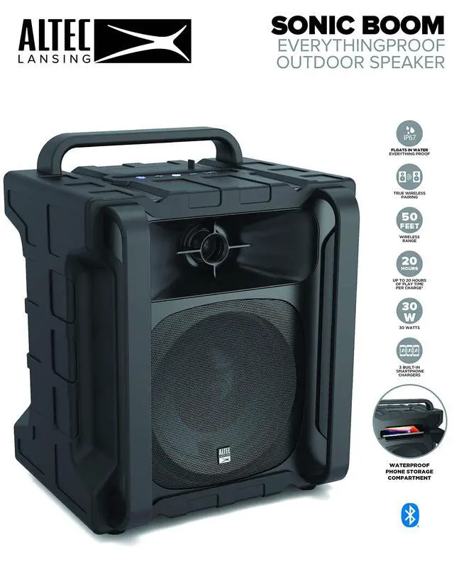 Alt view image 3 of 7 - Sonic Boom - Waterproof Bluetooth Speaker with Phone Charger, IP67 Outdoor Speaker, 3 USB Charging Ports, 50 Foot Range & 20 Hours Battery Life