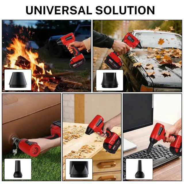 Alt view image 6 of 6 - Cordless Dust Blower Compatible with Milwaukee M18 18V Battery, Handhled Leaf Blower Electric Compressed Air Duster Turbo Jet Fan with Nozzles for Blowing Leaves and Dust