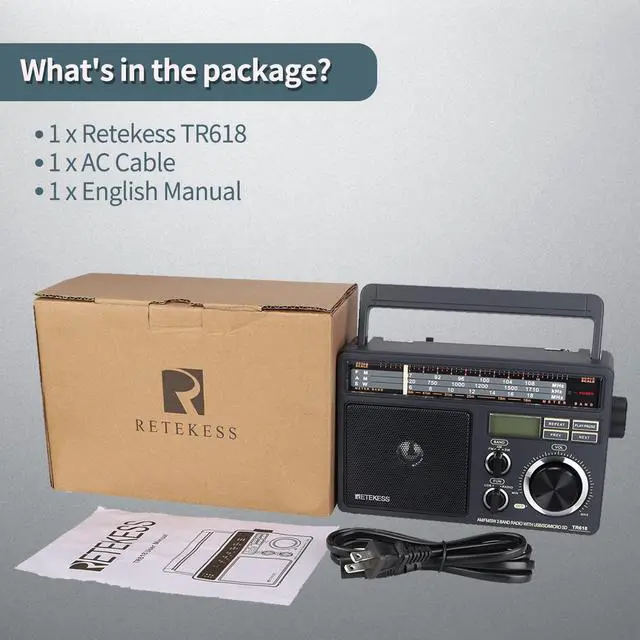 Alt view image 6 of 7 - TR618 AM FM Radio Plug in Wall, Portable Shortwave Radios (Black) | for Home, Kitchen,Drive in,SD/Micro SD, USB Flash Drive, Best Reception