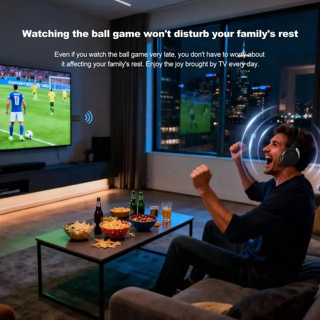 Alt view image 7 of 7 - Wireless Headphones for TV with USB Transmitter | TV Headphones Wireless for Seniors, Over Ear TV Headphones, Plug & Play, No Audio Delay, 20+ Hours