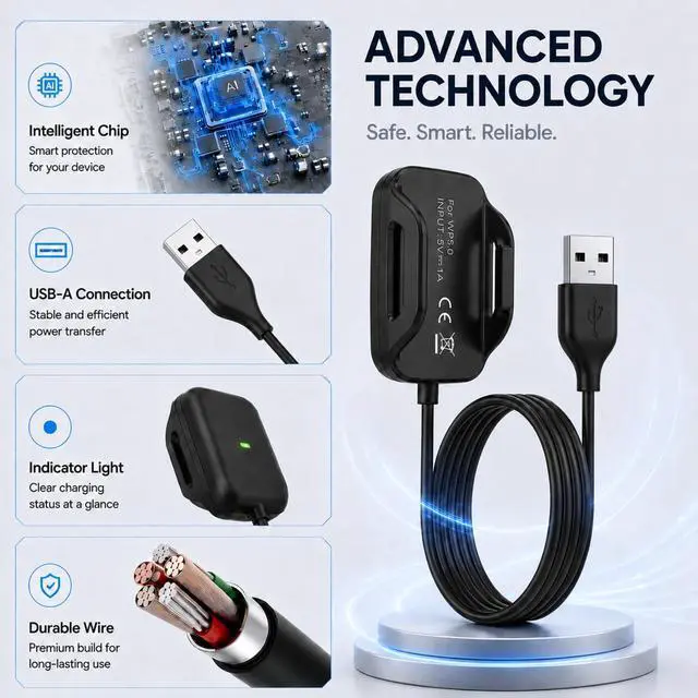 Alt view image 7 of 7 - Charger Compatible with Whoop 5.0 One, Peak, Life/Whoop MG Basic Charger, 3.3 Ft/1m USB-A Portable Charging Cable for Whoop 5.0/MG, Not Compatible with WHOOP4.0
