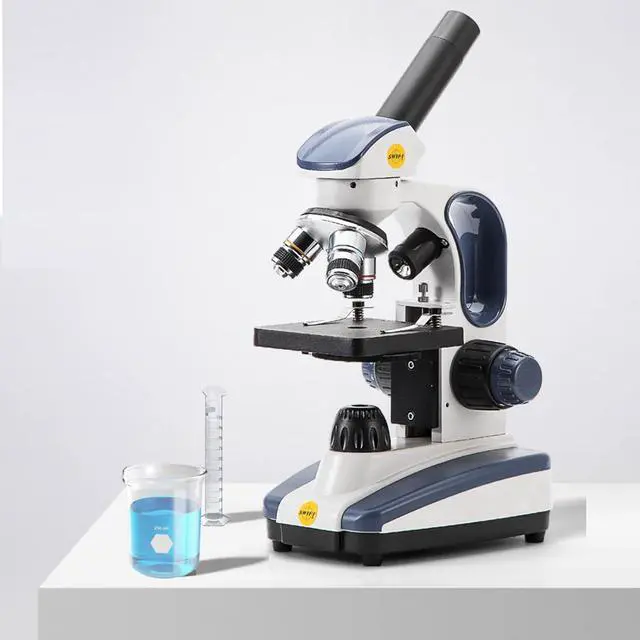 Alt view image 7 of 7 - Compound Monocular Microscope SW200DL with 40X-1000X Magnification, Dual Light, Precision Fine Focus, Wide-Field 25X Eyepiece and Cordless Capability for Student Beginner