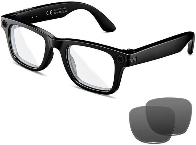 Main image of AI Smart Glasses with 8MP Camera, 1080P Video & HD Photo, Bluetooth Audio, AI Voice Assistant, Real-Time Translation, Object Recognition, Noise-Cancel Calls, Photochromic +2 Sunglasses Lenses
