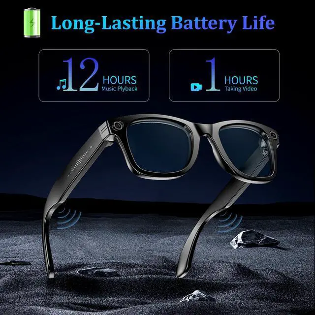 Alt view image 4 of 7 - AI Smart Glasses with 8MP Camera, 1080P Video & HD Photo, Bluetooth Audio, AI Voice Assistant, Real-Time Translation, Object Recognition, Noise-Cancel Calls, Photochromic +2 Sunglasses Lenses