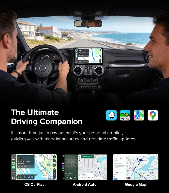 Alt view image 2 of 7 - QLED Linux Stereo for Jeep Wrangler JK Dodge Ram 07-18 CarPlay Auto | Fits Ram 09-12, 3-Sec Fast Boot Linux, Sunlight QLED for Open-Top Driving, 1080P Backup Cam, Retains SWC, Plug & Play