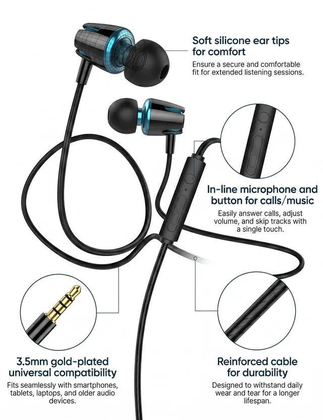 Alt view image 2 of 5 - Teens Wired Earbuds with Case, 3.5mm Headphones for School,Classic Graffiti | Wired Student Earbuds, with Carabiner Clip to Attach on School Backpack, Small Eartips, for PC and Tablets