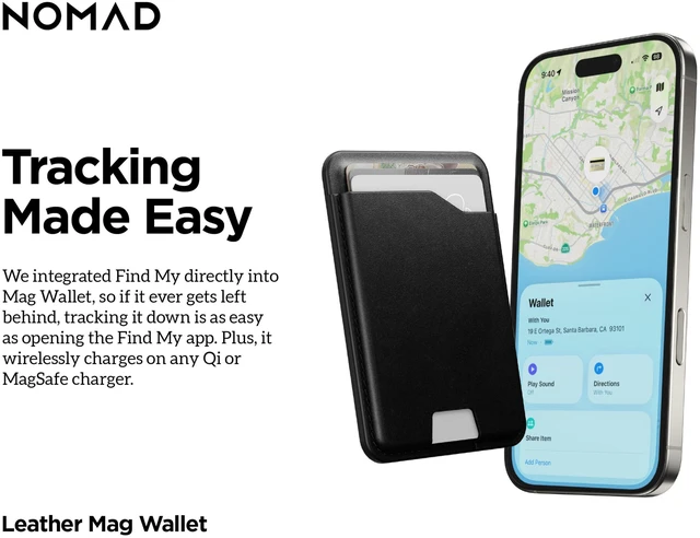 Alt view image 4 of 7 - Leather Black Magsafe Wallet w/Integrated Tracking for iPhone, Slim Magsafe Card Holder for iPhone, Wallet GPS Tracker Card 5 Months Battery Life, Rechargeable, Compatible with iOS Only