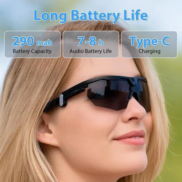 Alt view image 3 of 7 - AI Cycling Camera Glasses with 4K Video & 32MP Photo, Polarized UV400 Smart Sunglasses with Camera, EIS Stabilization, IP66 Waterproof Bluetooth Glasses for Men Women Biking Running Baseball