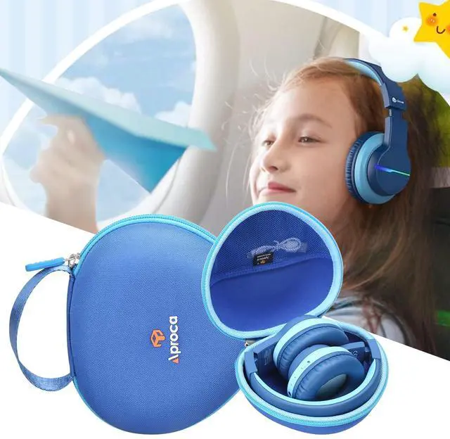 Alt view image 4 of 7 - Case Compatible with iClever BTH12 / HS19 / BTH26 Kids Bluetooth Headphones, Portable Storage Headphones Bag for Accessories -Blue (Case Only)