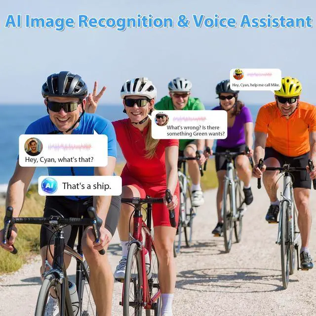 Alt view image 6 of 7 - AI Cycling Camera Glasses with 4K Video & 32MP Photo, Polarized UV400 Smart Sunglasses with Camera, EIS Stabilization, IP66 Waterproof Bluetooth Glasses for Men Women Biking Running Baseball
