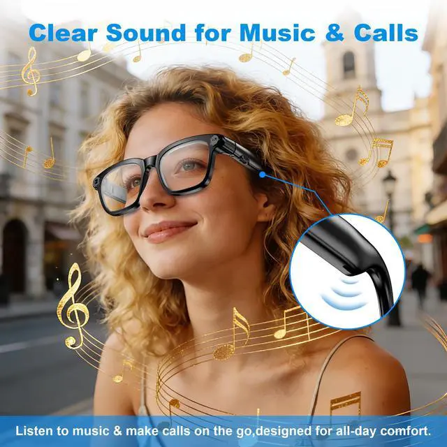 Alt view image 7 of 7 - AI Smart Glasses with Camera, 8MP HD Camera Glasses for Women Men, Video Recording Sunglasses with Voice Assistant, Open-Ear Audio, Real-Time Translation for Life &Work Vlog, Black(3 Lenses)