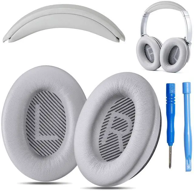 Main image of Replacement QC Ear Pad and Headband Pad Kit Cushion. Compatible with Bose QuietComfort (2023) QC45 QC35 QC35 II QC SC QC SE Wireless Noise Cancelling Headphones (Grey)