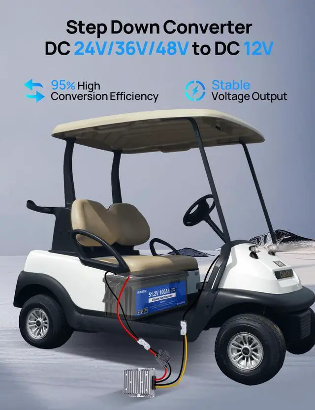 Alt view image 2 of 7 - 48V 36V 24V to 12V 20A 240W DC-DC Step Down Converter | Buck Converter Voltage Regulator Transformer with Fuse for Golf Carts & RVs