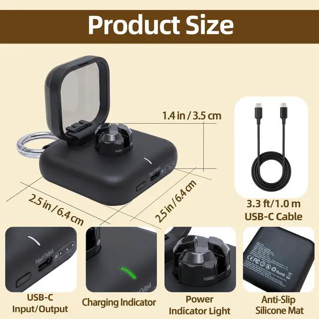 Alt view image 7 of 7 - Charging Case Compatible with Oura Ring Gen 4: 2000mAh Portable Travel Wireless Charger for Size 13/12/11/10/9/8/7 with Type-C Cable