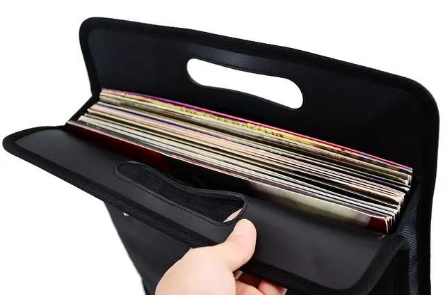 Alt view image 4 of 7 - Vinyl Record Travel Carrying Bag,LP Records Durable Vinyl Albums Case For Most 7" 10" 12" LP