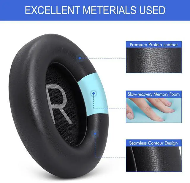 Alt view image 4 of 7 - Replacement Ear Pads for Bose NC700 Noise Cancelling Headphones | Upgrade Protein Leather Earpad Cushions for Bose 700 Over-Ear Headset (Black)