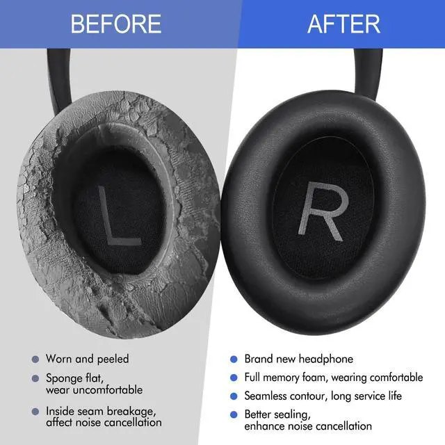 Alt view image 5 of 7 - Replacement Ear Pads for Bose NC700 Noise Cancelling Headphones | Upgrade Protein Leather Earpad Cushions for Bose 700 Over-Ear Headset (Black)