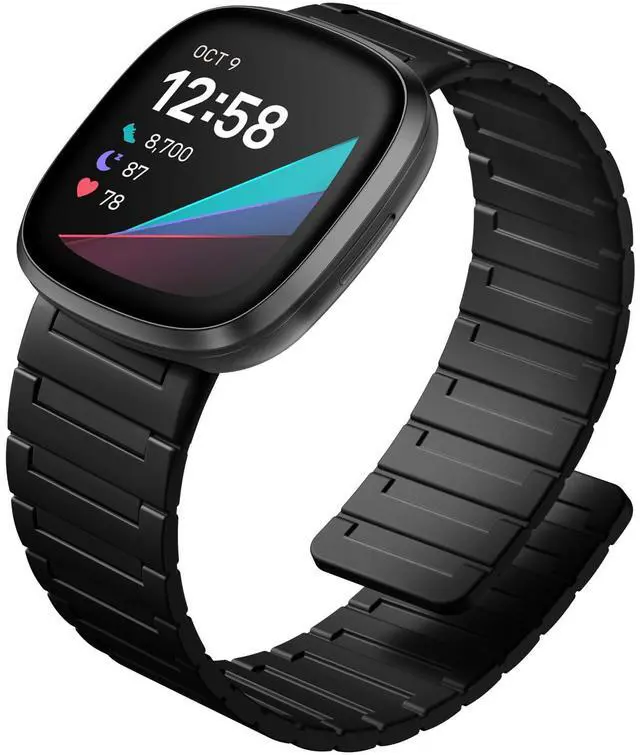 Main image of Magnetic Band Compatible with Fitbit Versa 4 Bands/Versa 3/Sense/Sense 2 Bands for Men Women, Soft Sport Silicone Strong Magnet Waterproof Strap Compatible with Fitbit Smartwatch
