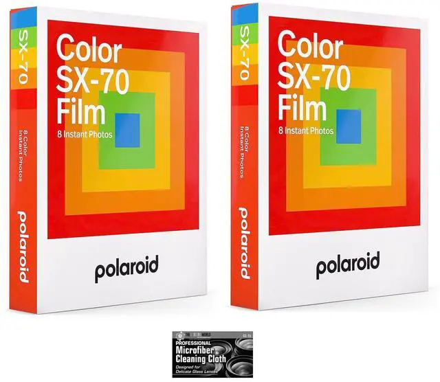 Main image of Polaroid Color Glossy Instant Film for Polaroid SX70 Cameras - 2 Pack with Microfiber Cloth