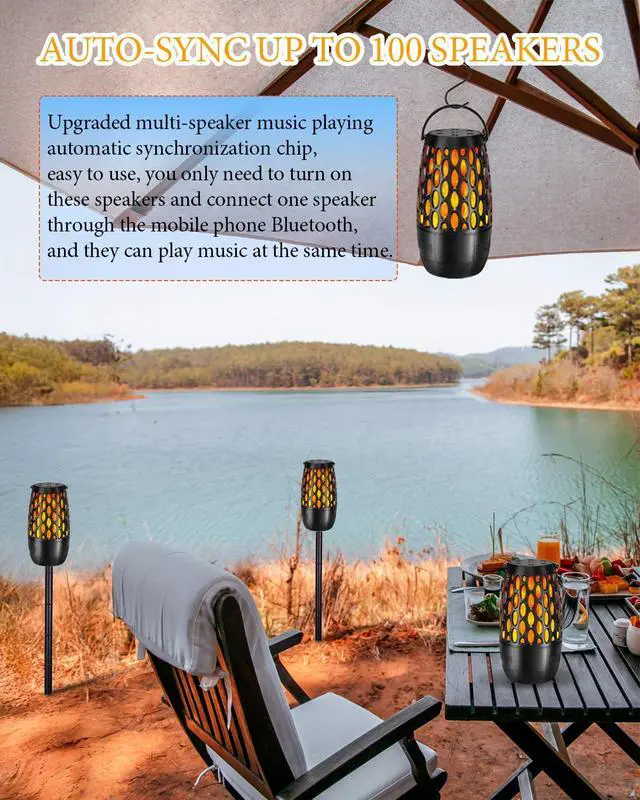Alt view image 3 of 7 - Upgraded Outdoor Bluetooth Speakers Waterproof Patio, Outdoor Speakers with Light, Multi-Speaker Auto-Sync Up to 100 Speaker, BT 5.3 HD Surround Sound, Cool Tech Gadget Gifts for Men (2 Pack)
