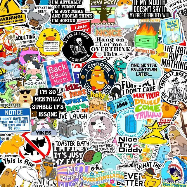Main image of 300 Pcs Funny Gift Stickers for Adults (Dirty) Meme Water Bottles Prank Pack Waterproof Cool Sticker for Laptop, Hard Hats, Sarcastic, Vinyl Decals Hilarious Gift