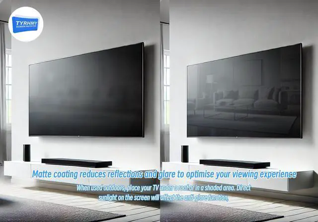 Alt view image 4 of 7 - Anti Glare TV Screen Protector for 65 Inch, Indoor & Outdoor Anti Glare TV Anti Blue Light Screen Frosted Film Anti-Reflection Rate Up To 90%