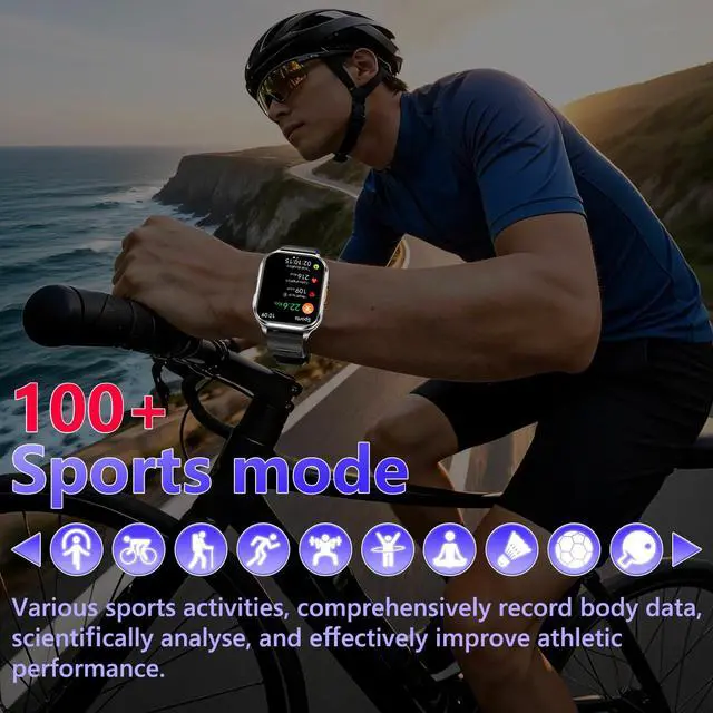 Alt view image 5 of 7 - Smart Watches for Men Women with Built-in Camera 2.01" Touch Screen Play local music Save music Fitness with Heart Rate/SpO2/Sleep Monitor IP67 Waterproof Smartwatch for Android iOS 100+ Sports Modes