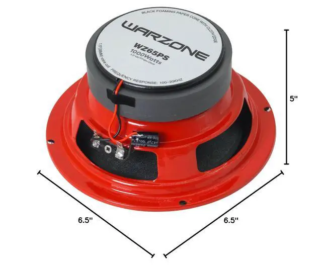 Alt view image 7 of 7 - WZ65PS 6.5-Inch Mid-Range + Driver Speaker, 1000W Max, 4 Ohms, 20oz Magnet, Aluminum Dome Tweeter, and Steel Basket for Car Audio (2 Speakers)
