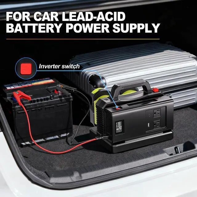 Alt view image 3 of 7 - Pure Sine Wave Inverter Compatible with Ryobi 18V Battery, 2 in 1 500W 2 Port Power Inverter Battery Charger Generator DC 20V to AC* 2 Outlets, 120V Car Charger Plug, USB&Type-C (Tool Only)