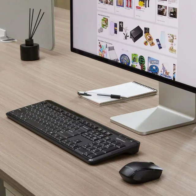 Alt view image 7 of 7 - 2.4GHz Wireless Keyboard and Mouse Combo Set, Quiet and Compact US Layout, Plug and Play, Unifying USB Receiver, Black