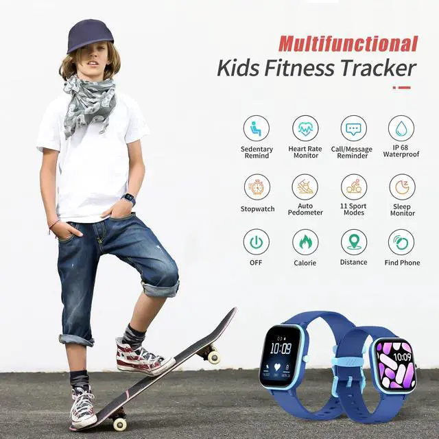 Alt view image 2 of 7 - Kids Fitness Tracker Watch, IP68 Waterproof Smart Watch with 19 Sport Modes, Pedometer, Heart Rate Monitor, 19 Sports Modes, Great Gift for Kids