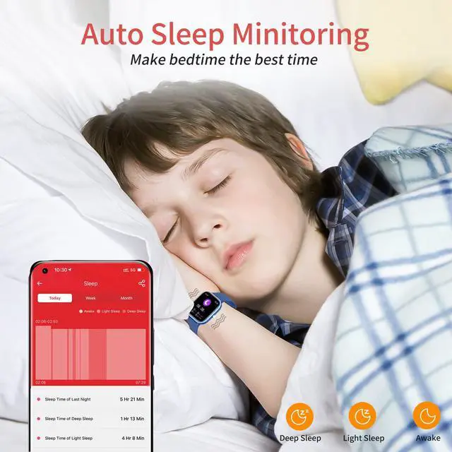 Alt view image 6 of 7 - Kids Fitness Tracker Watch, IP68 Waterproof Smart Watch with 19 Sport Modes, Pedometer, Heart Rate Monitor, 19 Sports Modes, Great Gift for Kids