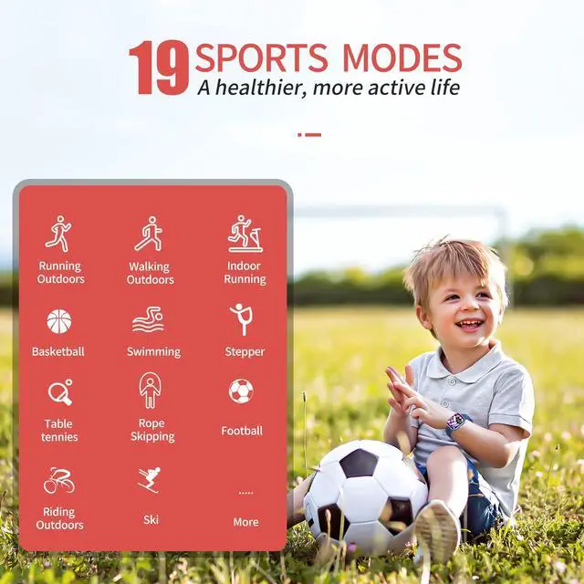 Alt view image 5 of 7 - Kids Fitness Tracker Watch, IP68 Waterproof Smart Watch with 19 Sport Modes, Pedometer, Heart Rate Monitor, 19 Sports Modes, Great Gift for Kids