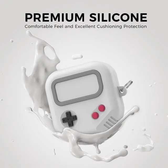 Alt view image 6 of 7 - for Samsung Galaxy Buds 4 Pro Case & Galaxy Buds 4 case, Game Console Design, Silicone Case for Buds Pro 4, Cute Cover for Men/Women Gamer (Light Grey)