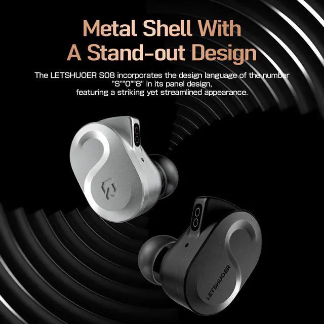 Alt view image 3 of 7 - S08 Fourth Generation in Ear Monitor Earphone Dual-Coil 13mm Planar Magnetic Driver HiFi Wired in Ear Earbuds, Planar IEM with Detachable 2pins Silver-Plated Copper Cable Audiophiles(Black)