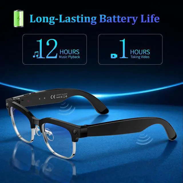 Alt view image 5 of 7 - AI Smart Glasses with 8MP Camera, 1080P Video & HD Photo, Bluetooth Audio, AI Voice Assistant, Real-Time Translation, Object Recognition, Noise-Cancel Calls, Music, Photochromic Lenses